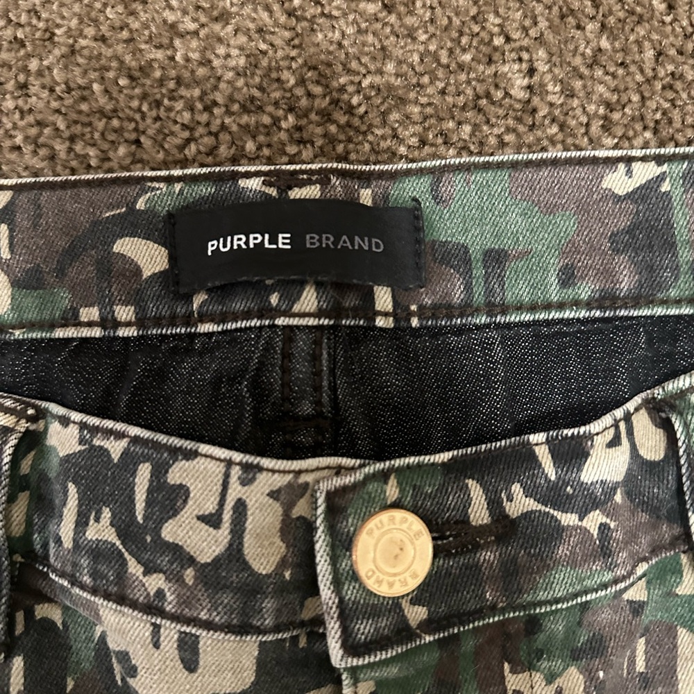 Purple Brand Camo Jeans Men Size 36 Slim Fit Distressed Factory Fade - Picture 3 of 15
